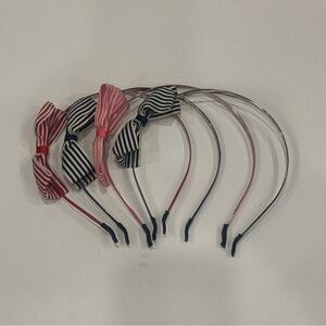 Striped Bow Headband Set for Kids - Pink Red Black and Navy